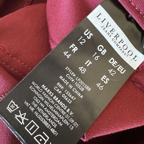 Liverpool Womens Jeans Madonna Legging Ponte Knit Stretch Burgundy 12 Petite - Picture 9 of 12